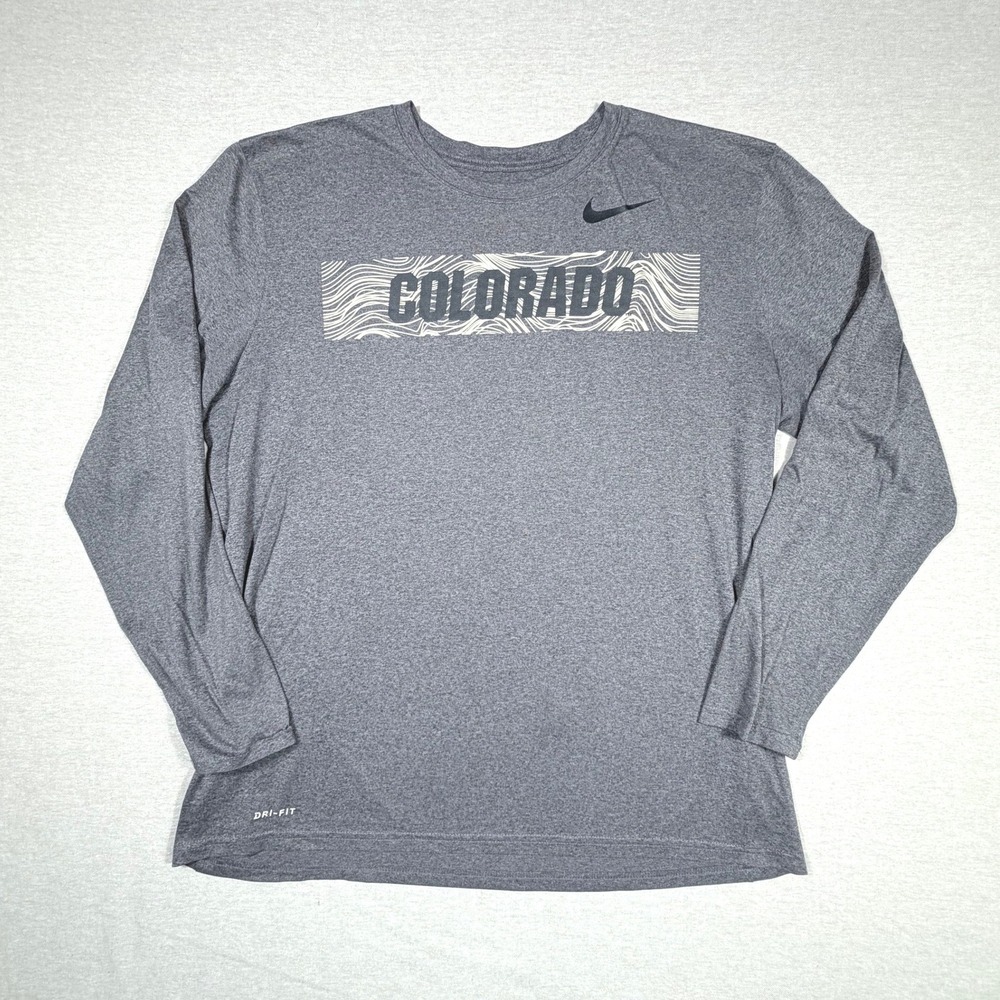 Nike Dri-FIT NCAA Colorado Buffaloes Long Sleeve T XL Men Grey Heather Football